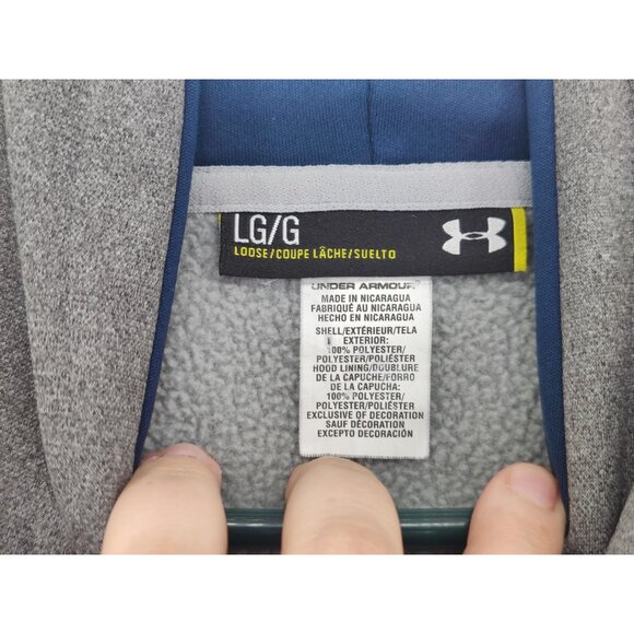 Under Armour Men's Embossed Logo Grey Hoodie Size L - Picture 2 of 4
